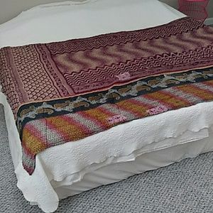 Kantha twin size antique Indian sari textile